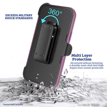 iPhone 15 Plus Compatible Case Cover With Shockproof Robot Armor Hard Plastic And Belt Clip - Red